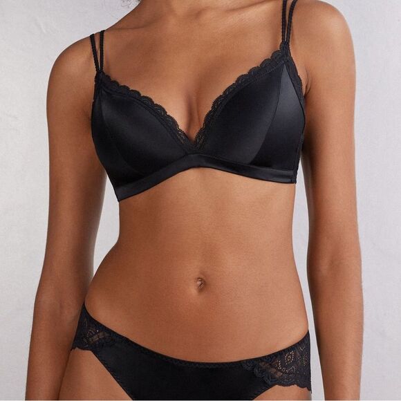 Intimissimi Black Tiziana Silk Triangle Bra Black 34C NWT - Picture 1 of 5
